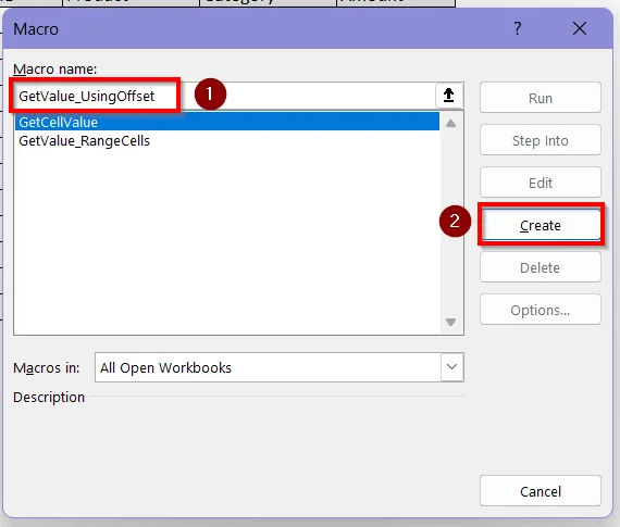 Apply Offset Property to Get Cell Values Using Relative Positioning
