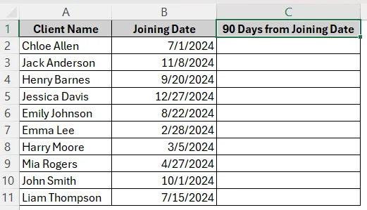 Calculate 90 Days from a Date using the DATE Function