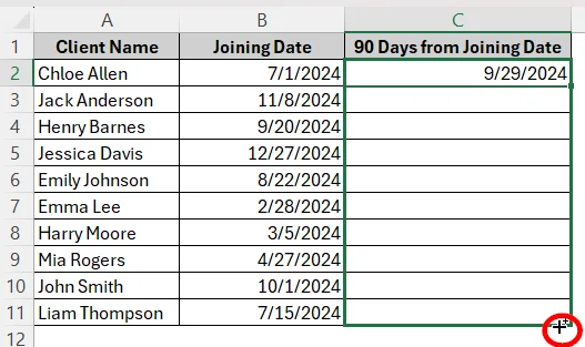 Calculate 90 Days from a Date using the DATE Function