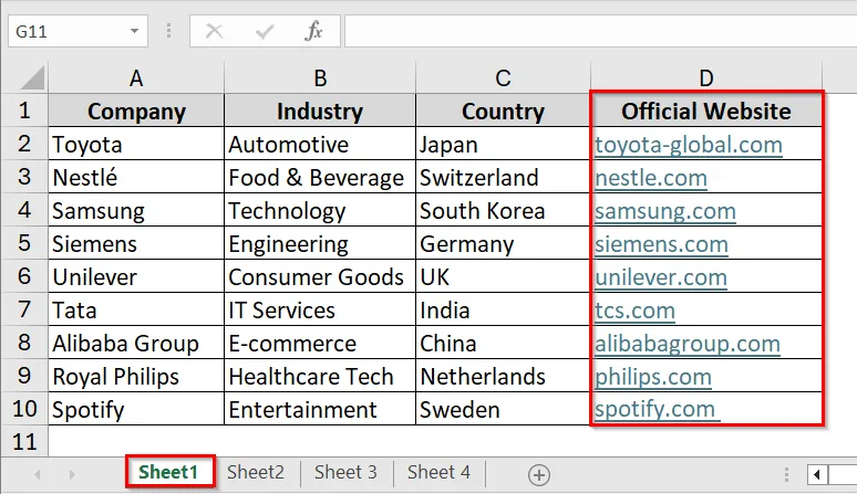 Using Keyboard Shortcut to Copy Hyperlink in Excel