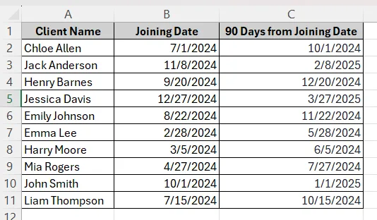 Use the EDATE Function to Add 3 Months from The Date