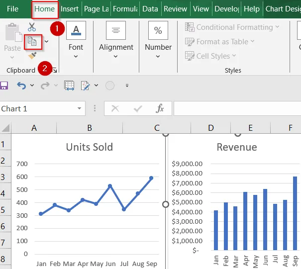 Manually Merge Two Charts Using Copy-Paste