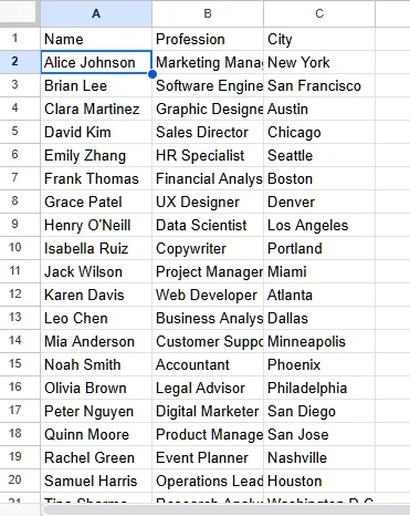 Hide Two Columns Using the QUERY Function in Google Sheets -2
