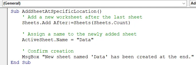 Add a Sheet at a Specific Location in Excel VBA