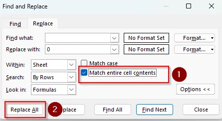 Fill Empty Cells with the Find and Replace Tool