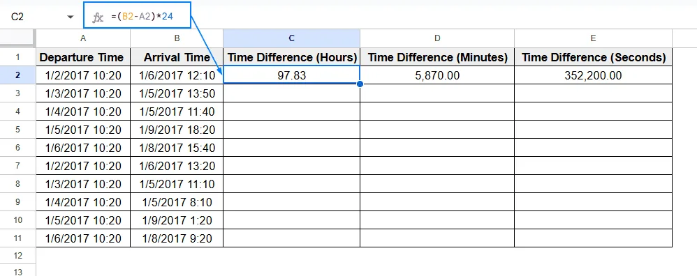 Calculate Duration Between Two Times Separately in Hours, Minutes and Seconds