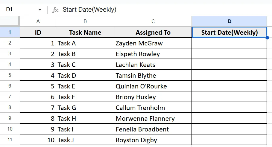 Functions for Automatic Date Entry (Weekly Intervals)