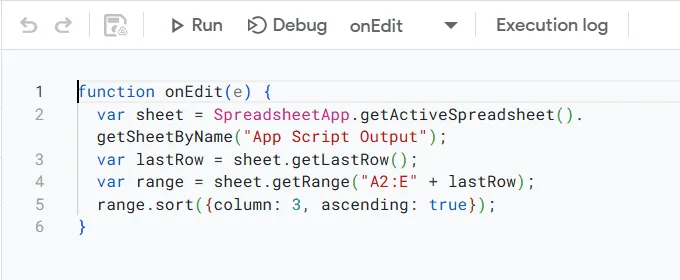Auto-Sort Data Using App Script