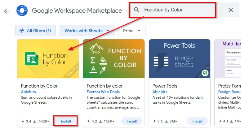 Using the Function by Color Add-On