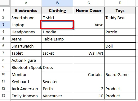 Using Delete Cells Options In Google Sheets