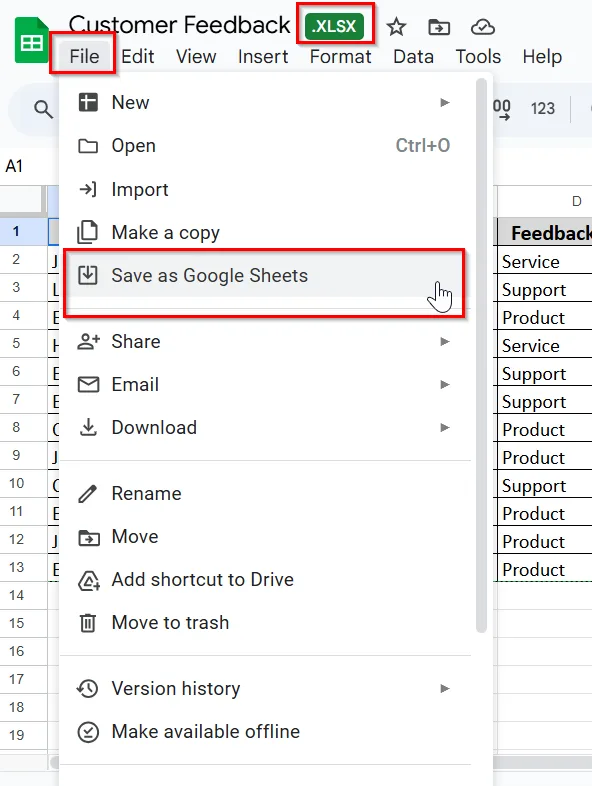 Directly Opening an Excel File into Google Sheets