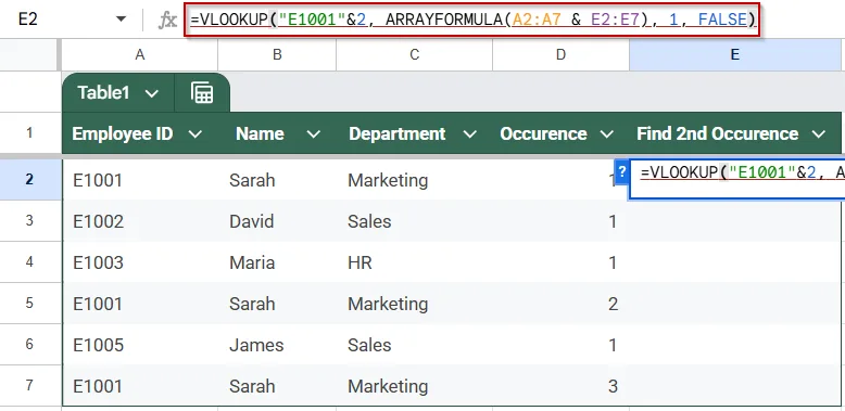 Use Helper Column & VLOOKUP Function to Find the Nth Duplicate