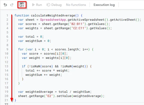Applying Google Apps Script to Calculate Weighted Average