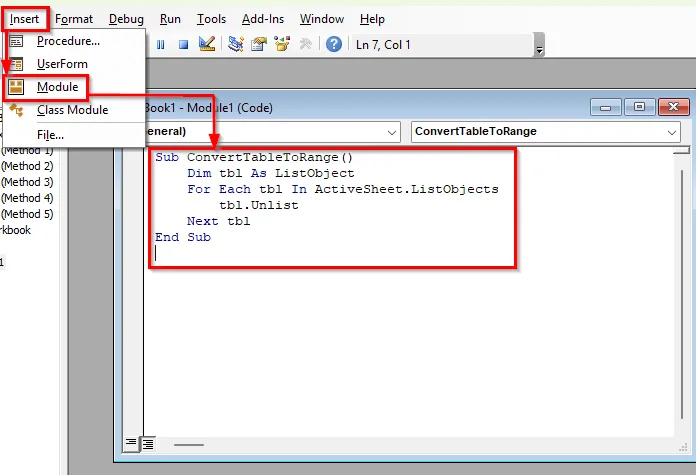 Using VBA to Convert a Table to a Range