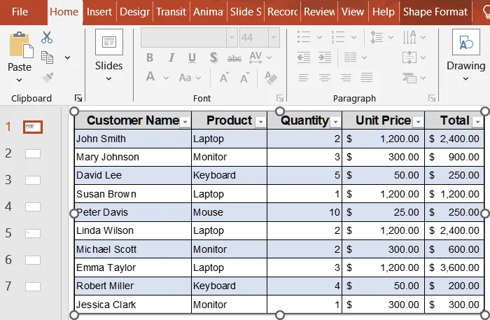 Paste Table as Static Image with Formatting in PowerPoint