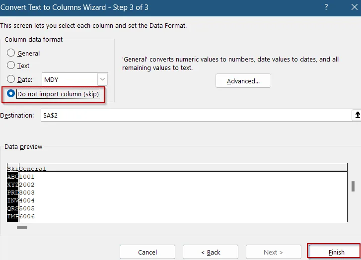 Eliminate First 3 Characters Using Text to Columns Feature