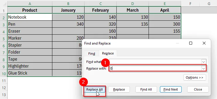 Checking Blank Cells with 0 Without Any Formula