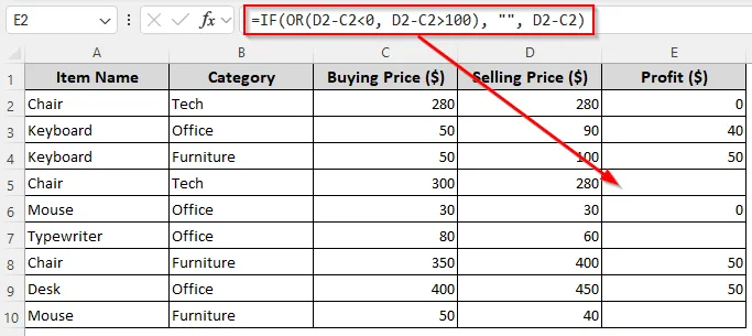 Combining the IF and OR/AND Functions to Return Blanks Based on Multiple Conditions