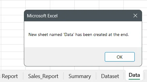 Add a Sheet at a Specific Location in Excel VBA