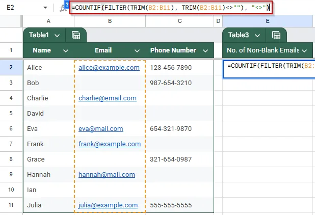 Combining Trim in FILTER & COUNTIF to Count Non-Blank Cells Ignoring Whitespaces