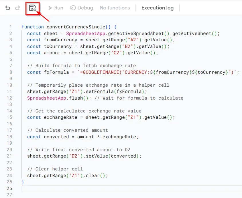 Using Google Apps Script for Currency Conversion