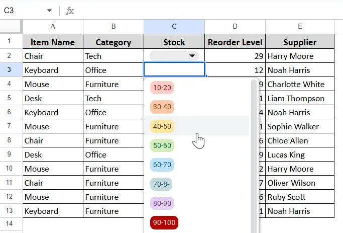 Create a Drop-down List Using a Named Range