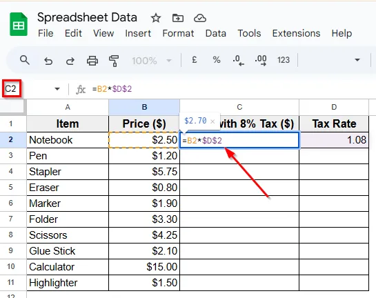 Multiply a Column Using a Constant Stored in a Separate Cell
