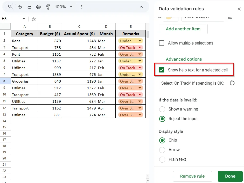 Editing the Drop-down List in Data Validation