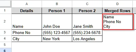 TEXTJOIN Function to Merge Rows in Google Sheets