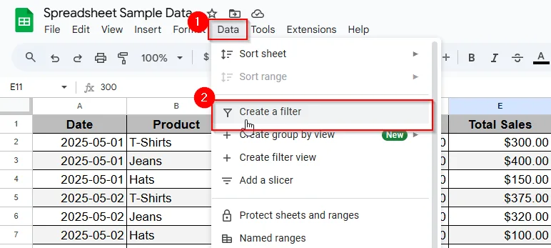 Enabling the Filter Option to Select the Specific Data