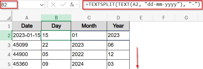 Format Date Parts as Text Using the TEXT Function