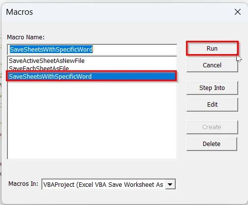 Save Only Worksheets with Specific Text/Word as Separate Files