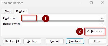 Locate and Highlight Blank Cells with the Find & Replace Tool