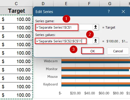 Insert a Separate Data Series to Add a Line