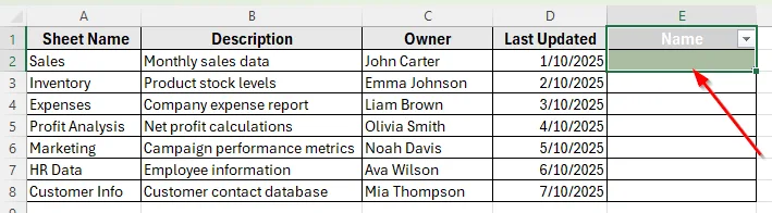 Using Power Query to Create Dynamic Table Of Content fo Tabs in Excel