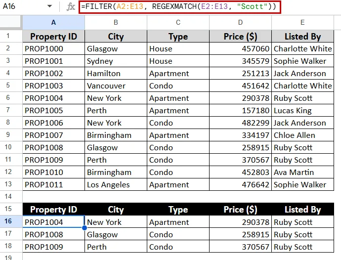 Filtering with Partial Text (Case-Insensitive)