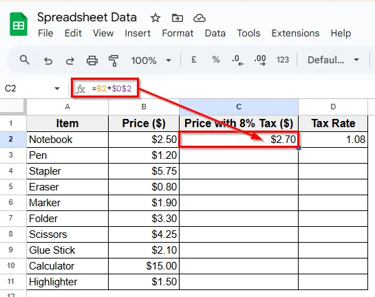 Multiply a Column Using a Constant Stored in a Separate Cell