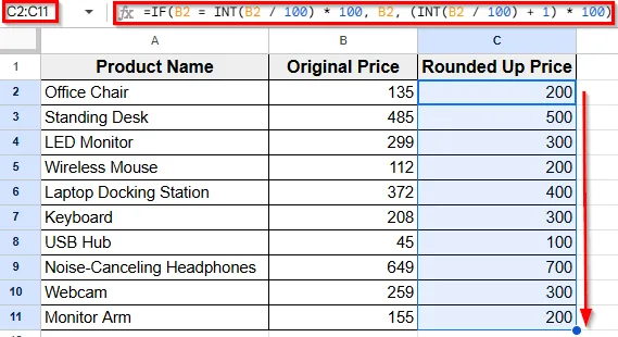 Using IF and INT for Custom Rounding