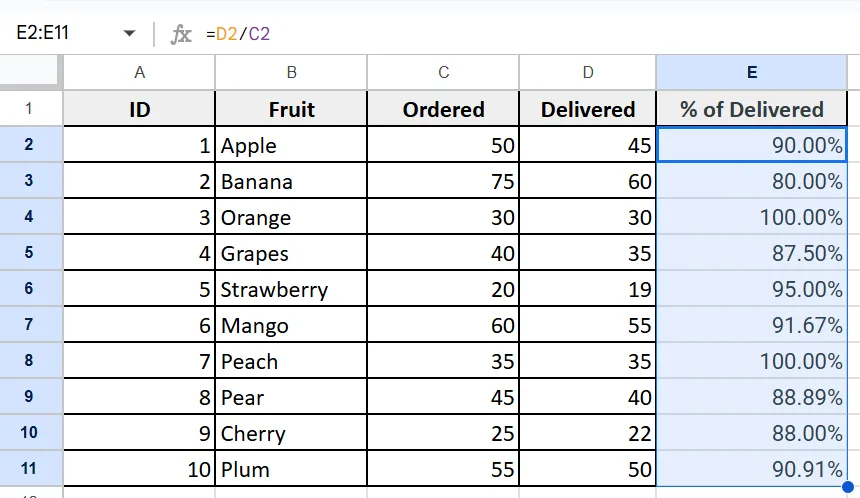 Calculate Percentage Based on Criteria