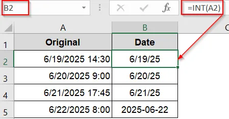 Extract Only the Date from a Date-Time Values