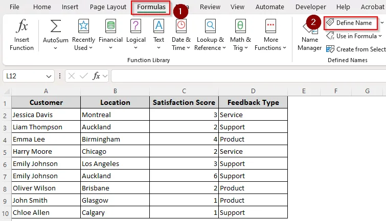 Applying the COUNTA and OFFSET Functions with a Defined Name