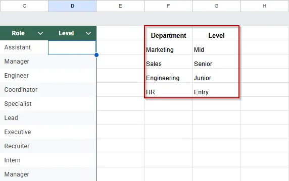 Change Cell Values Using INDEX and MATCH Functions in Google Sheets