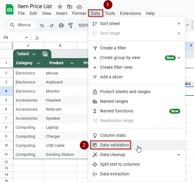 Setting Up a Dependent Drop-Down With VLOOKUP