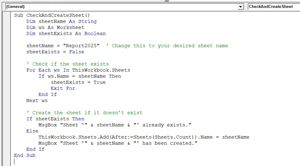 Check Whether a Sheet Exists and Create It If It Doesn’t