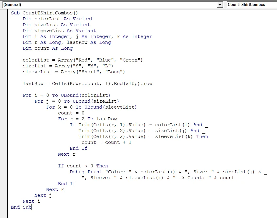 Examples of For…Next Loop In Excel VBA