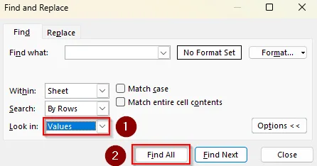 Locate and Highlight Blank Cells with the Find & Replace Tool