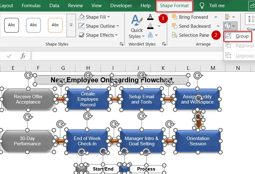Steps to Create a Flowchart in Excel