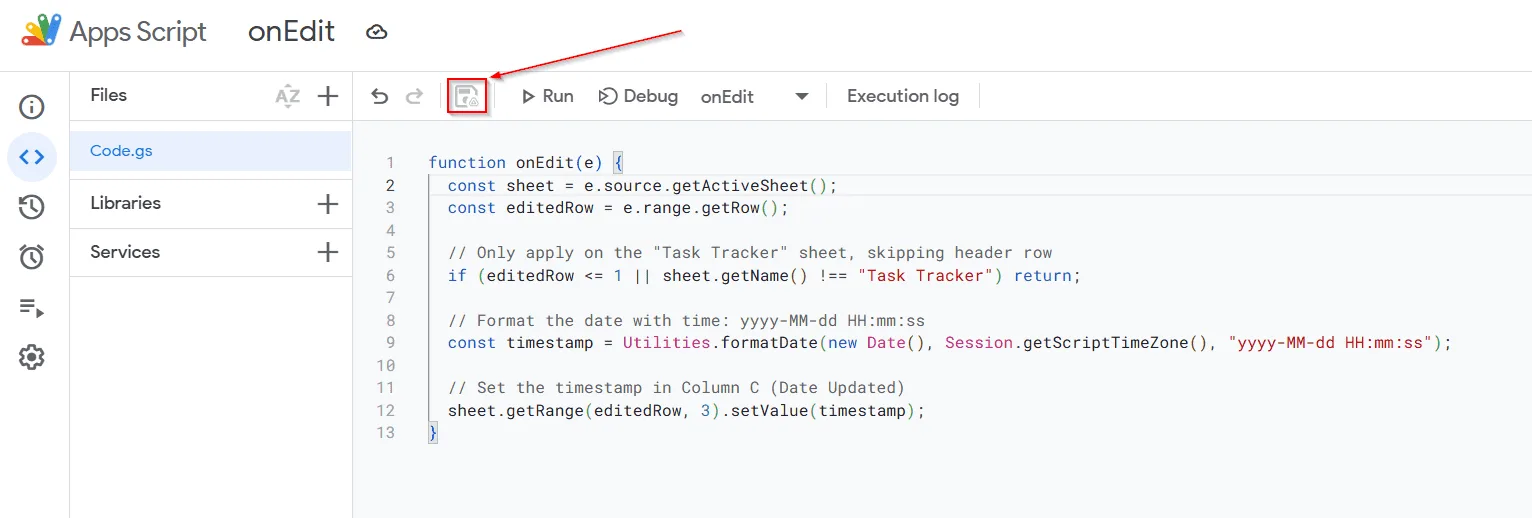 Automatically Timestamp Any Edit Made in the Sheet