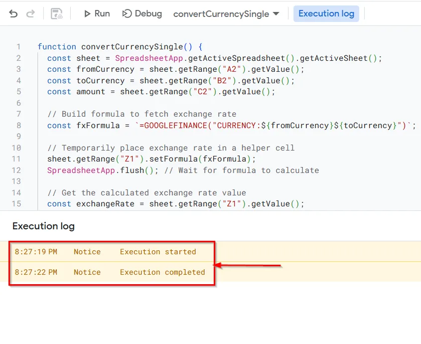 Using Google Apps Script for Currency Conversion
