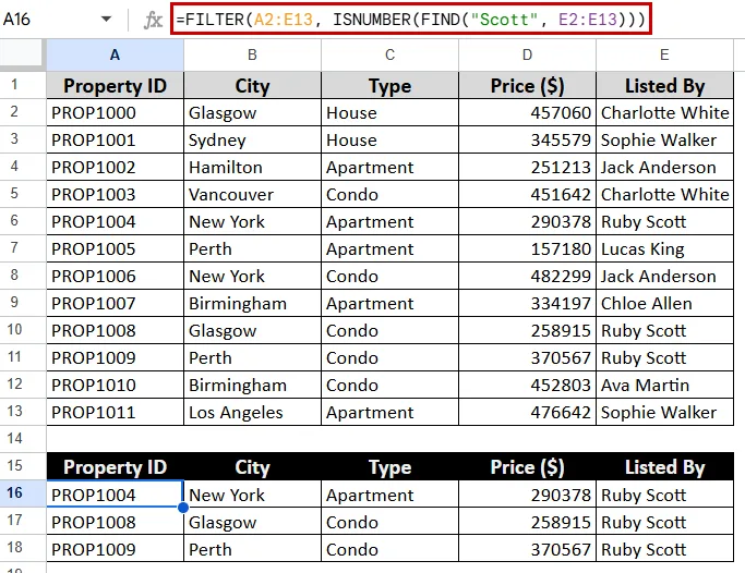 Filtering with Partial Text (Case-Sensitive)